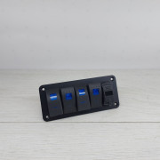 Панели с 4 переключателями, двумя USB-портами и цифровым вольтметром