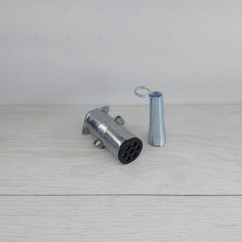 Разъем электропитания на прицеп РОЗЕТКА 7 ножек 24 В/12 В алюминий + медные контакты с защитным резиновым чехлом