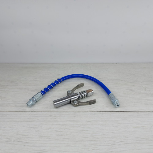 Головка шприца смазки Germany Quality под М6/М8/М10/М12/М14 прямая масленка + шланг с пружиной