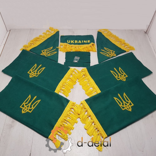 Шторы в кабину для трактора ЮМЗ, МТЗ (большая кабина) полный комплект зеленые